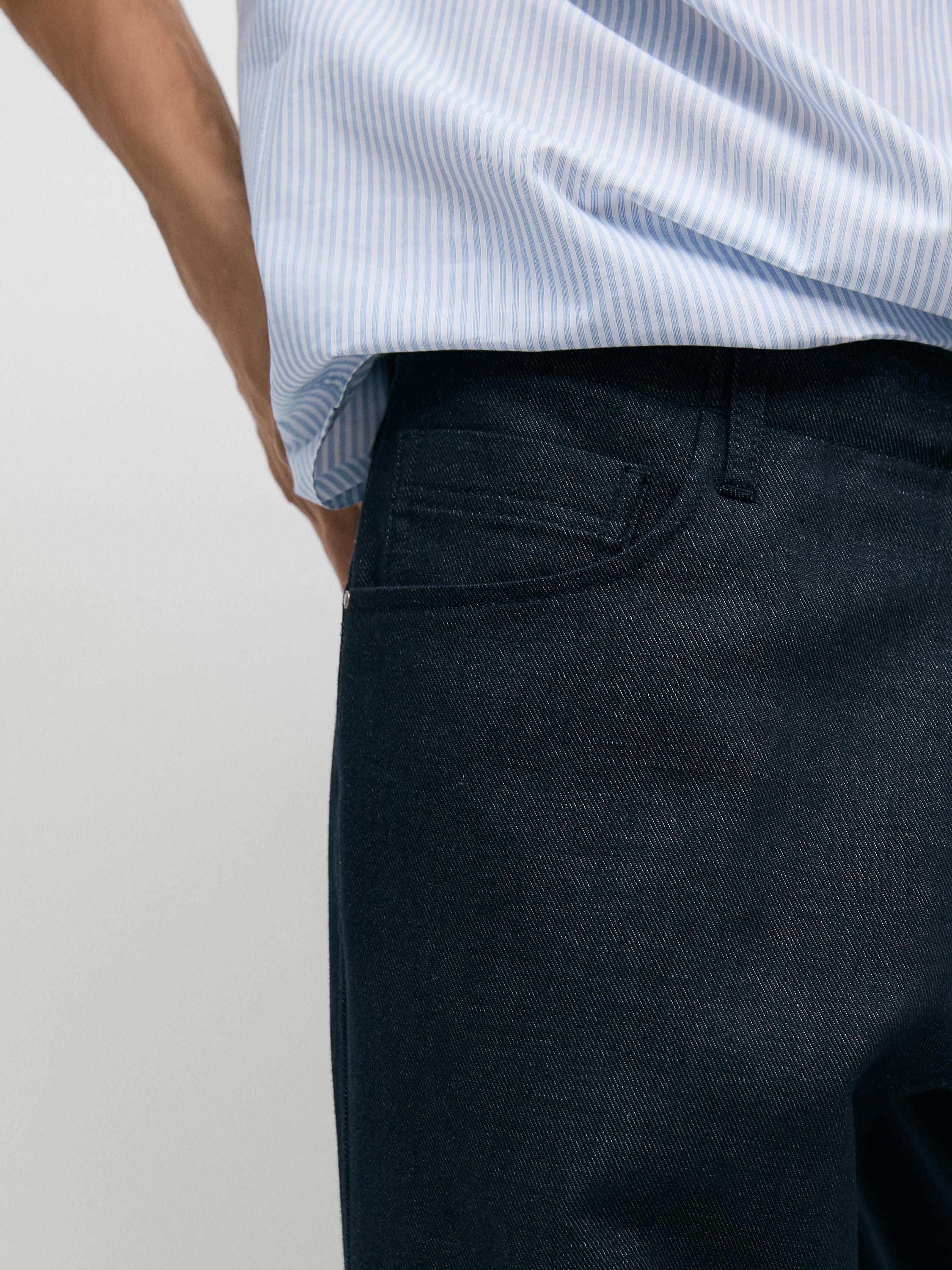 Pantalon cinq poches coton lin